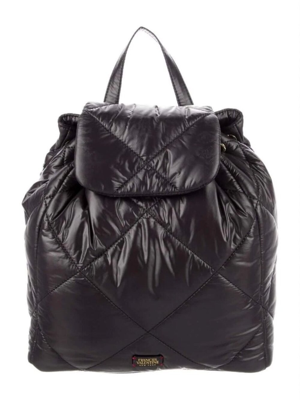 Frances Valentine RARE NWOT Backpack Black Nylon Puffy Pull Closure NWOT